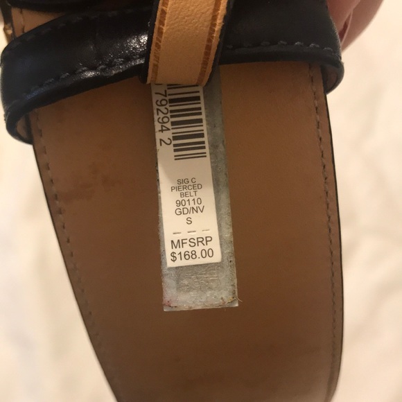 Navy leather coach signature belt - Picture 3 of 4